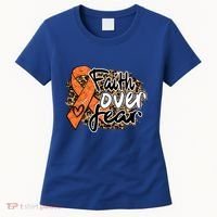 Multiple Sclerosis Awareness Ribbon Faith Over Fear Leopard Gift Women's T-Shirt thumb 0