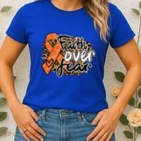 Multiple Sclerosis Awareness Ribbon Faith Over Fear Leopard Gift Women's T-Shirt thumb 2