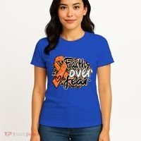 Multiple Sclerosis Awareness Ribbon Faith Over Fear Leopard Gift Women's T-Shirt thumb 4