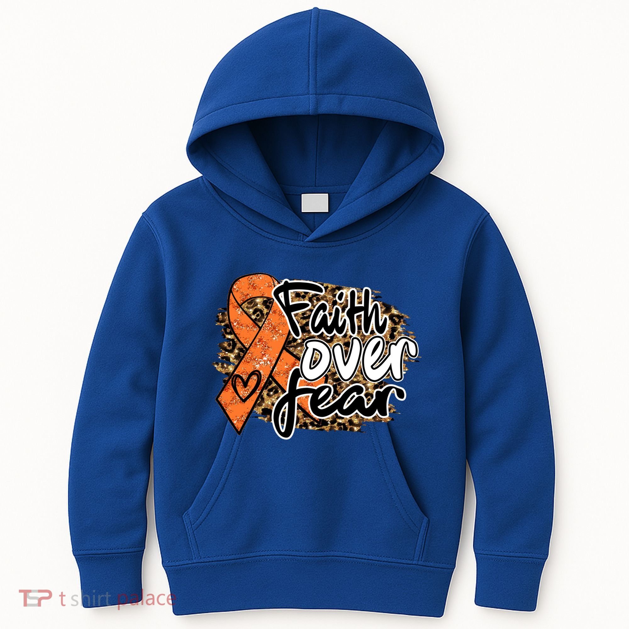 Multiple Sclerosis Awareness Ribbon Faith Over Fear Leopard Gift Kids Hoodie
