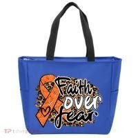 Multiple Sclerosis Awareness Ribbon Faith Over Fear Leopard Gift Tote Bag thumb 0