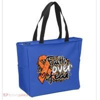 Multiple Sclerosis Awareness Ribbon Faith Over Fear Leopard Gift Tote Bag thumb 2