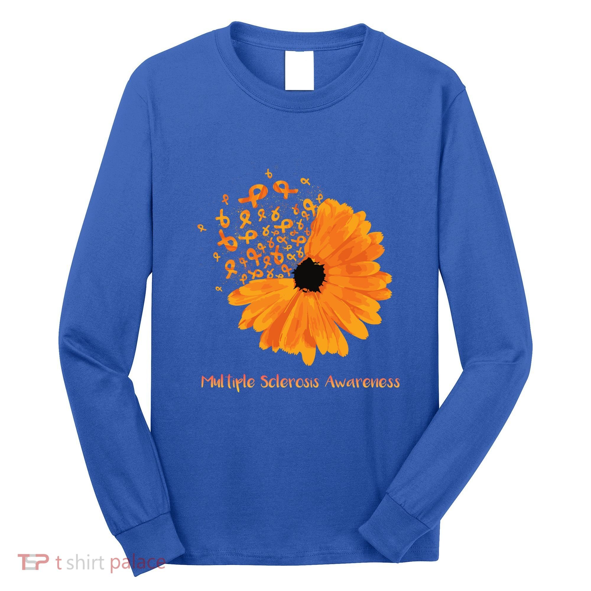 Multiple Sclerosis Awareness Ribbon Flower Ms Hope Fighter Cool Gift Long Sleeve Shirt