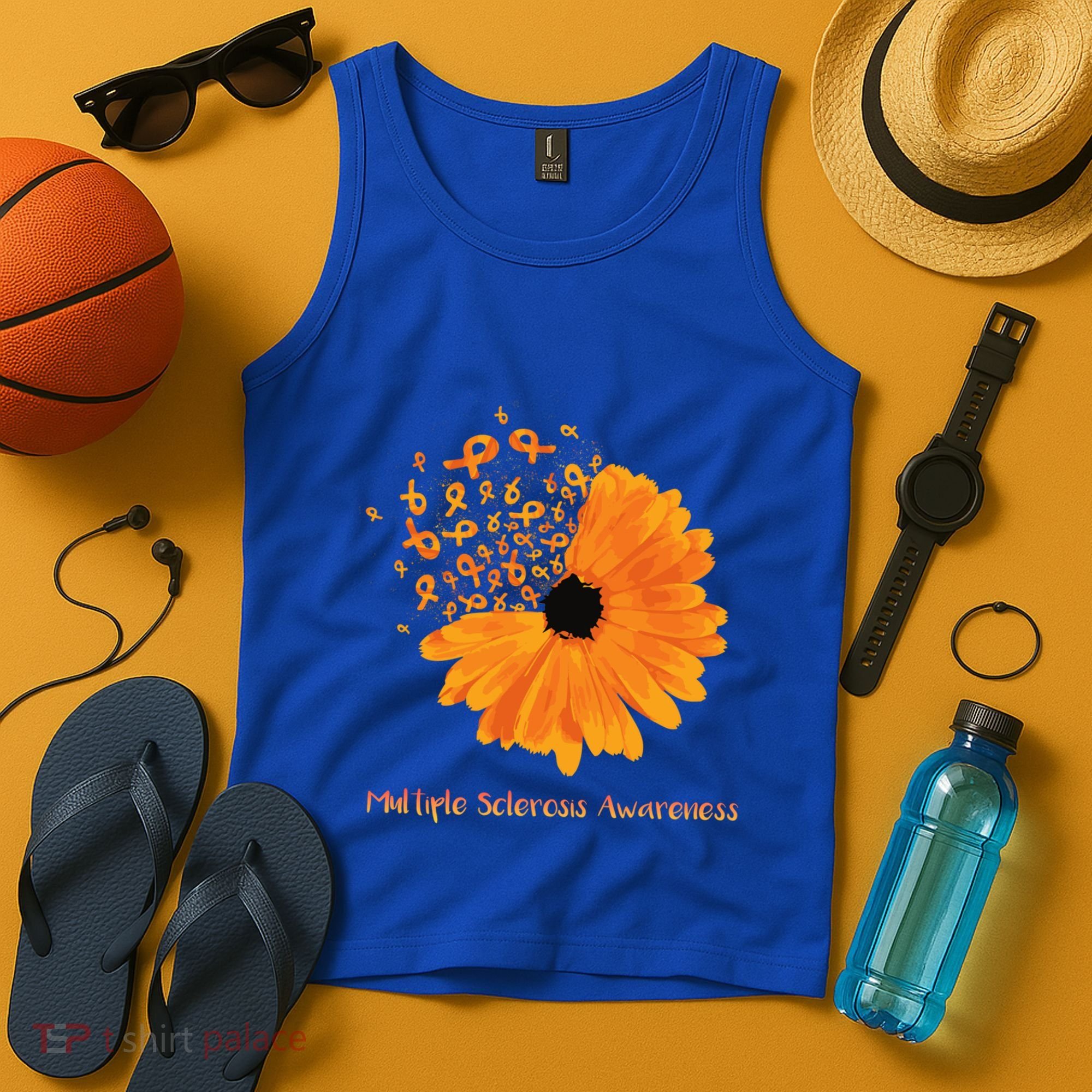 Multiple Sclerosis Awareness Ribbon Flower Ms Hope Fighter Cool Gift Tank Top