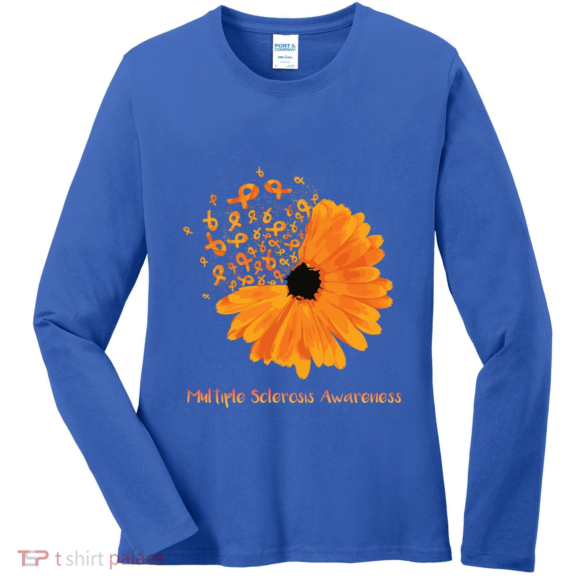 Multiple Sclerosis Awareness Ribbon Flower Ms Hope Fighter Cool Gift Women's Long Sleeve Shirt