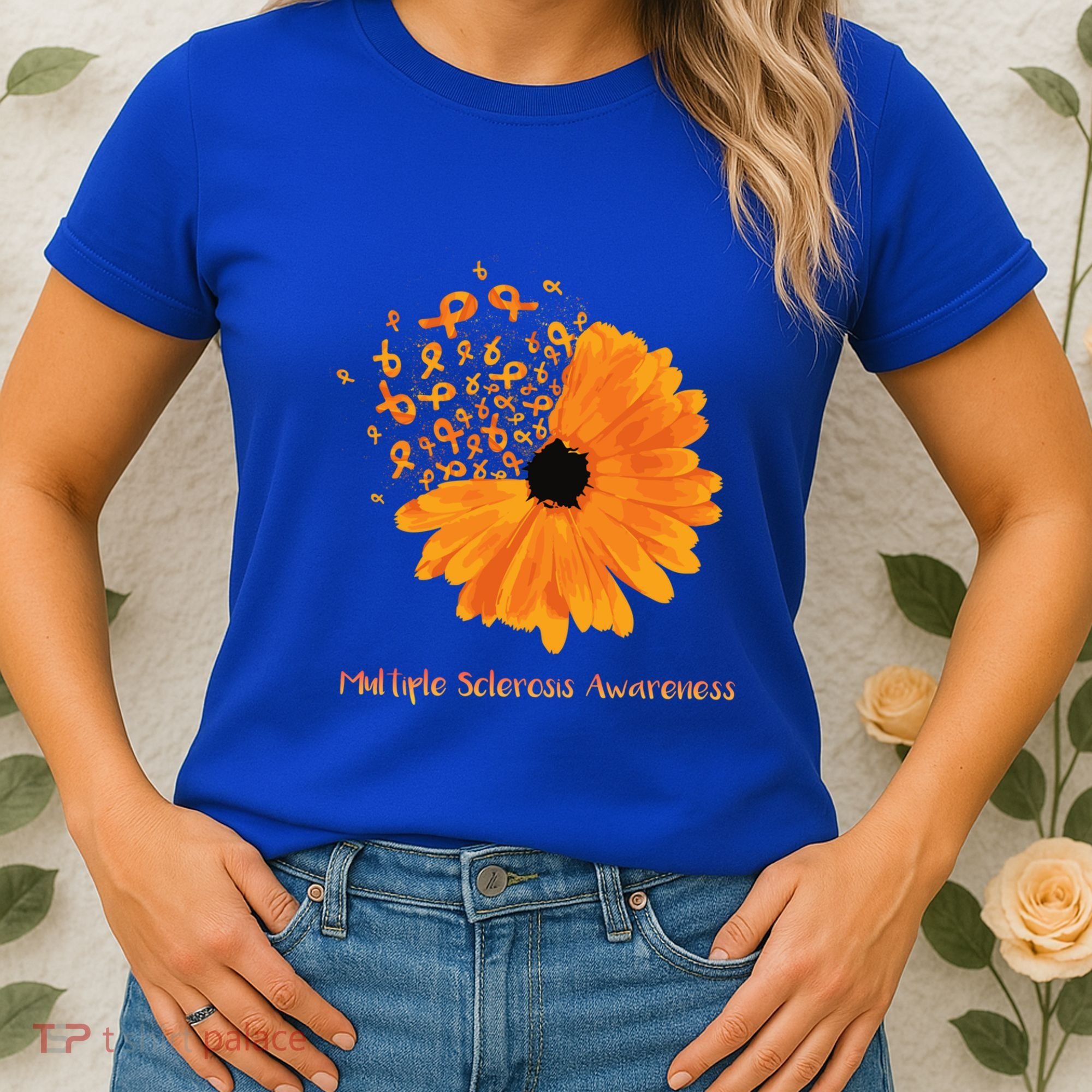 Multiple Sclerosis Awareness Ribbon Flower Ms Hope Fighter Cool Gift Women's T-Shirt