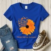 Multiple Sclerosis Awareness Ribbon Flower Ms Hope Fighter Cool Gift Women's T-Shirt thumb 3