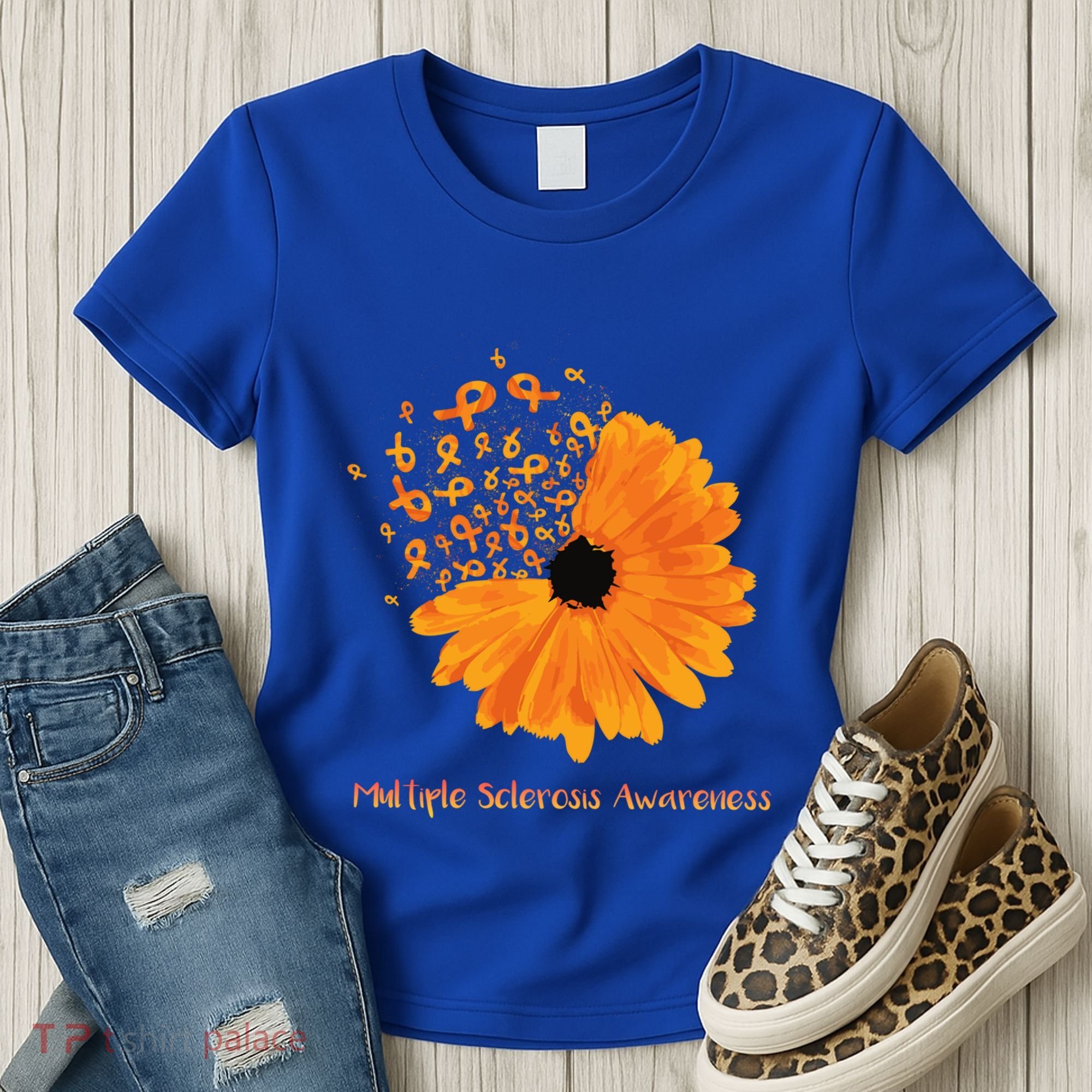 Multiple Sclerosis Awareness Ribbon Flower Ms Hope Fighter Cool Gift Women's T-Shirt