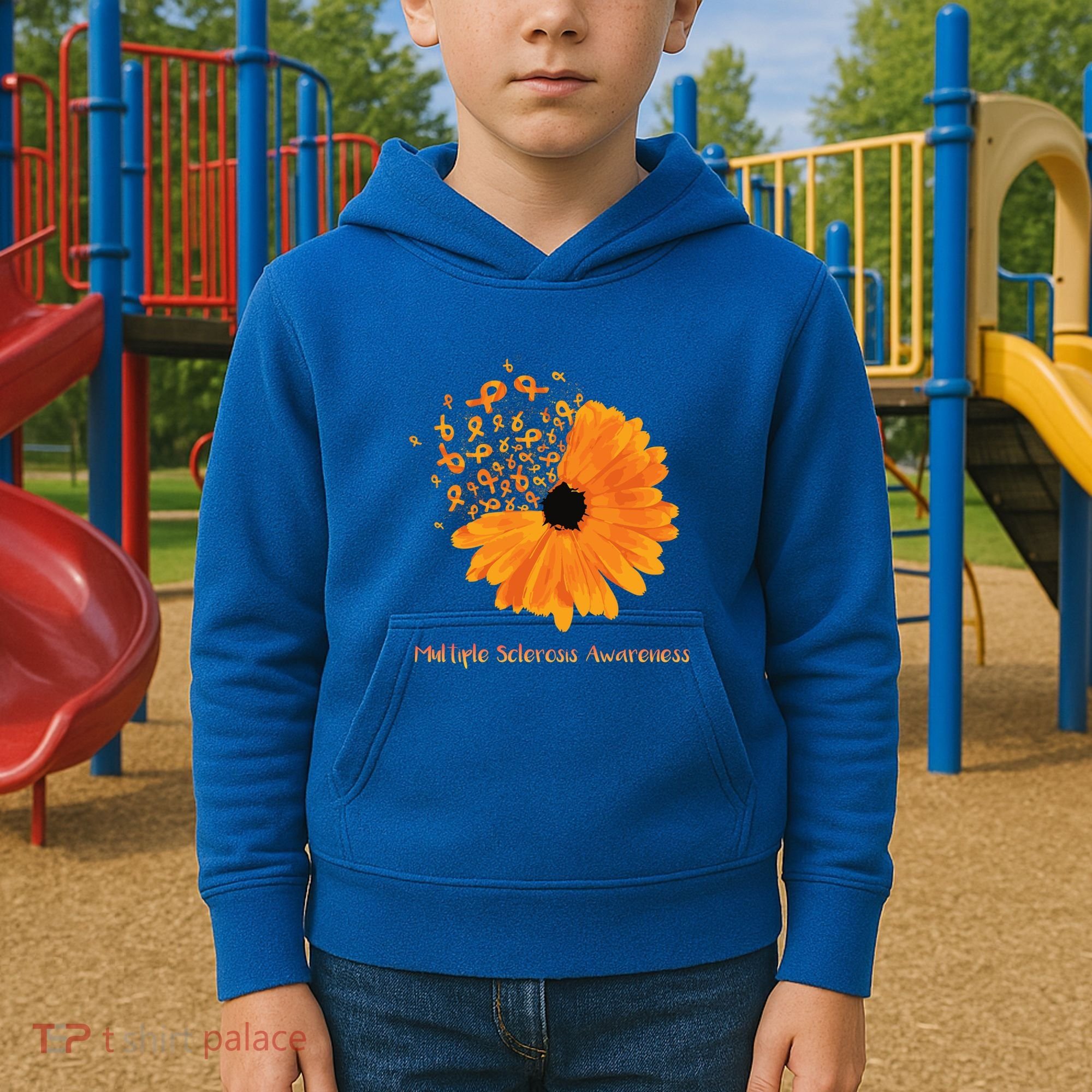 Multiple Sclerosis Awareness Ribbon Flower Ms Hope Fighter Cool Gift Kids Hoodie