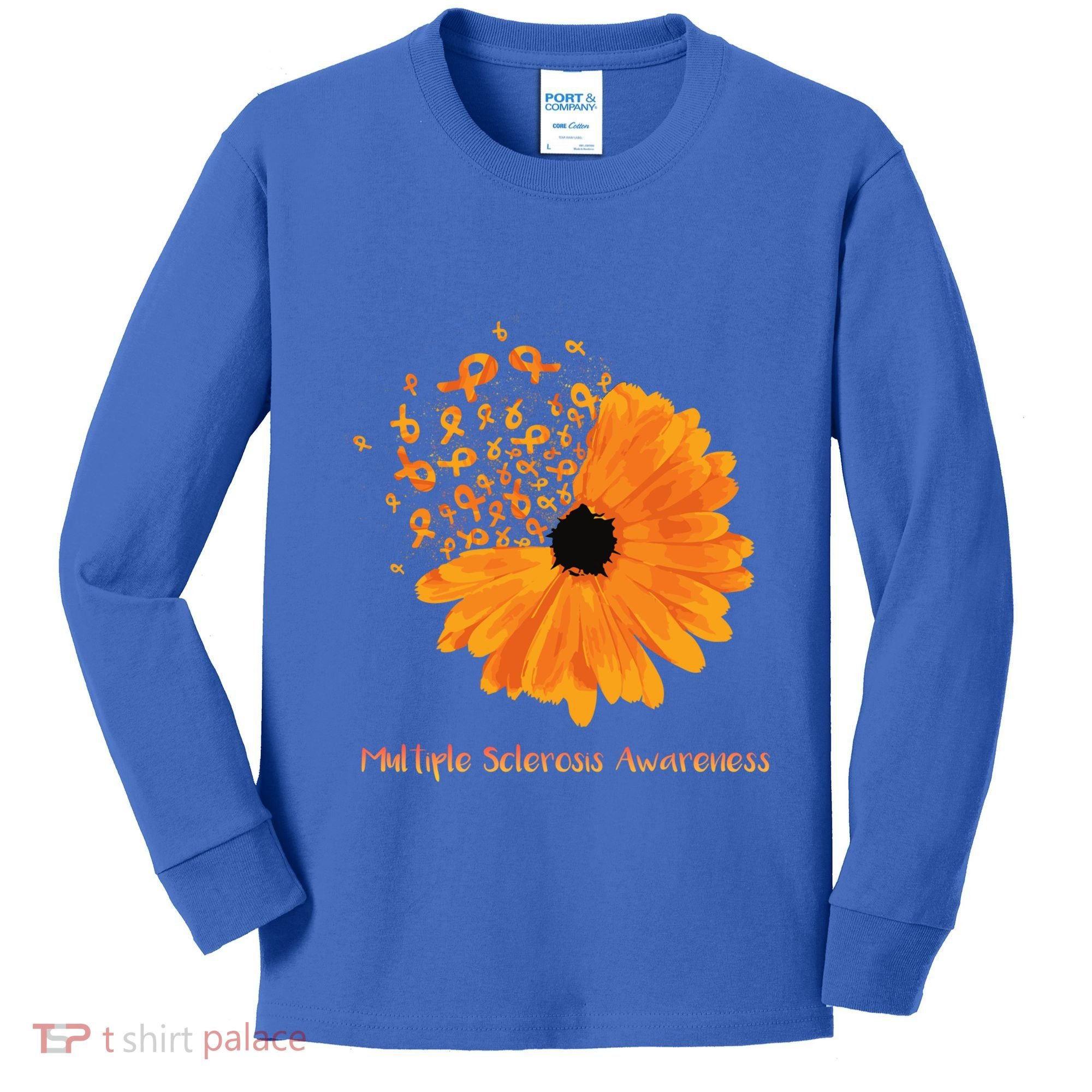 Multiple Sclerosis Awareness Ribbon Flower Ms Hope Fighter Cool Gift Kids Long Sleeve Shirt