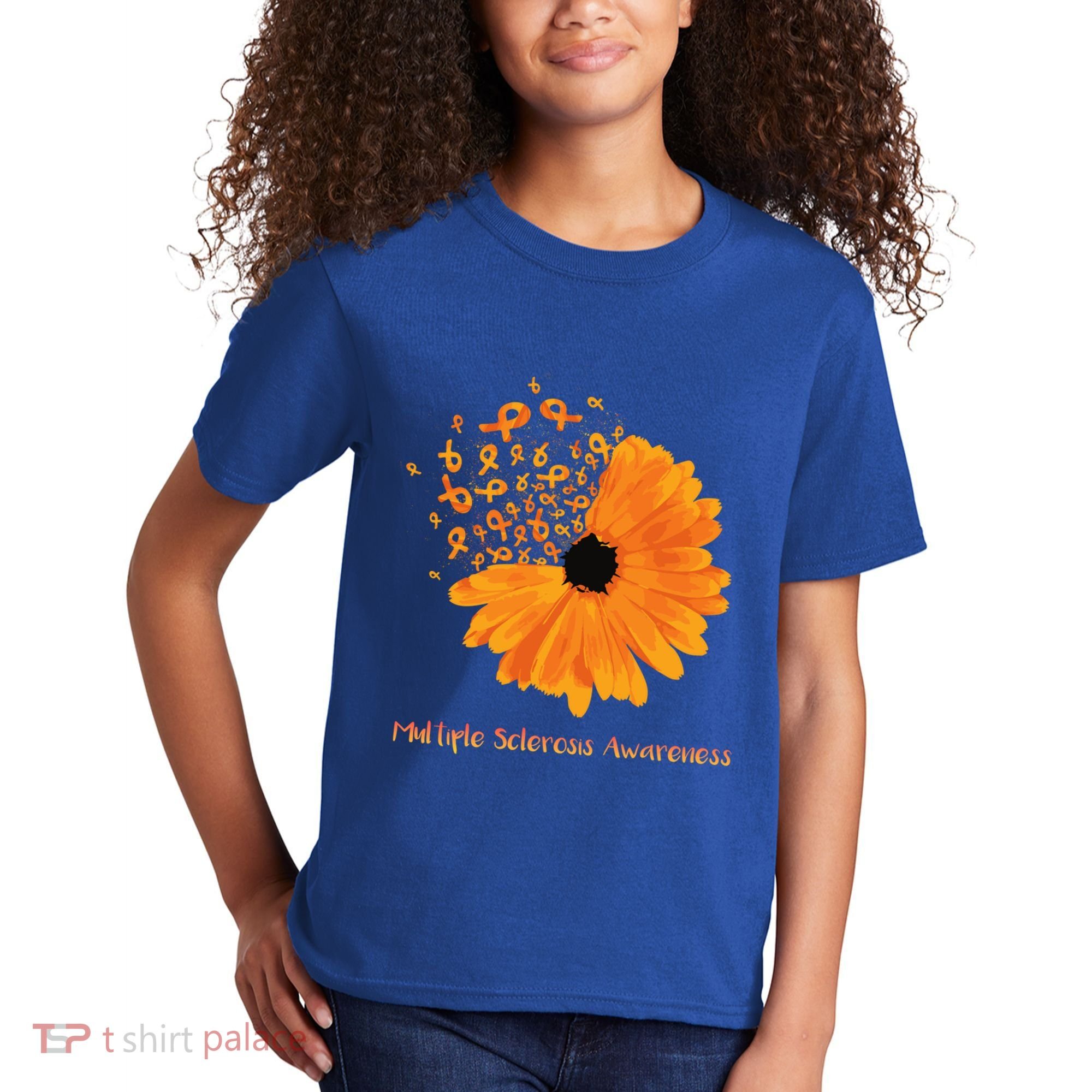 Multiple Sclerosis Awareness Ribbon Flower Ms Hope Fighter Cool Gift Kids T-Shirt