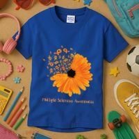 Multiple Sclerosis Awareness Ribbon Flower Ms Hope Fighter Cool Gift Kids T-Shirt thumb 3