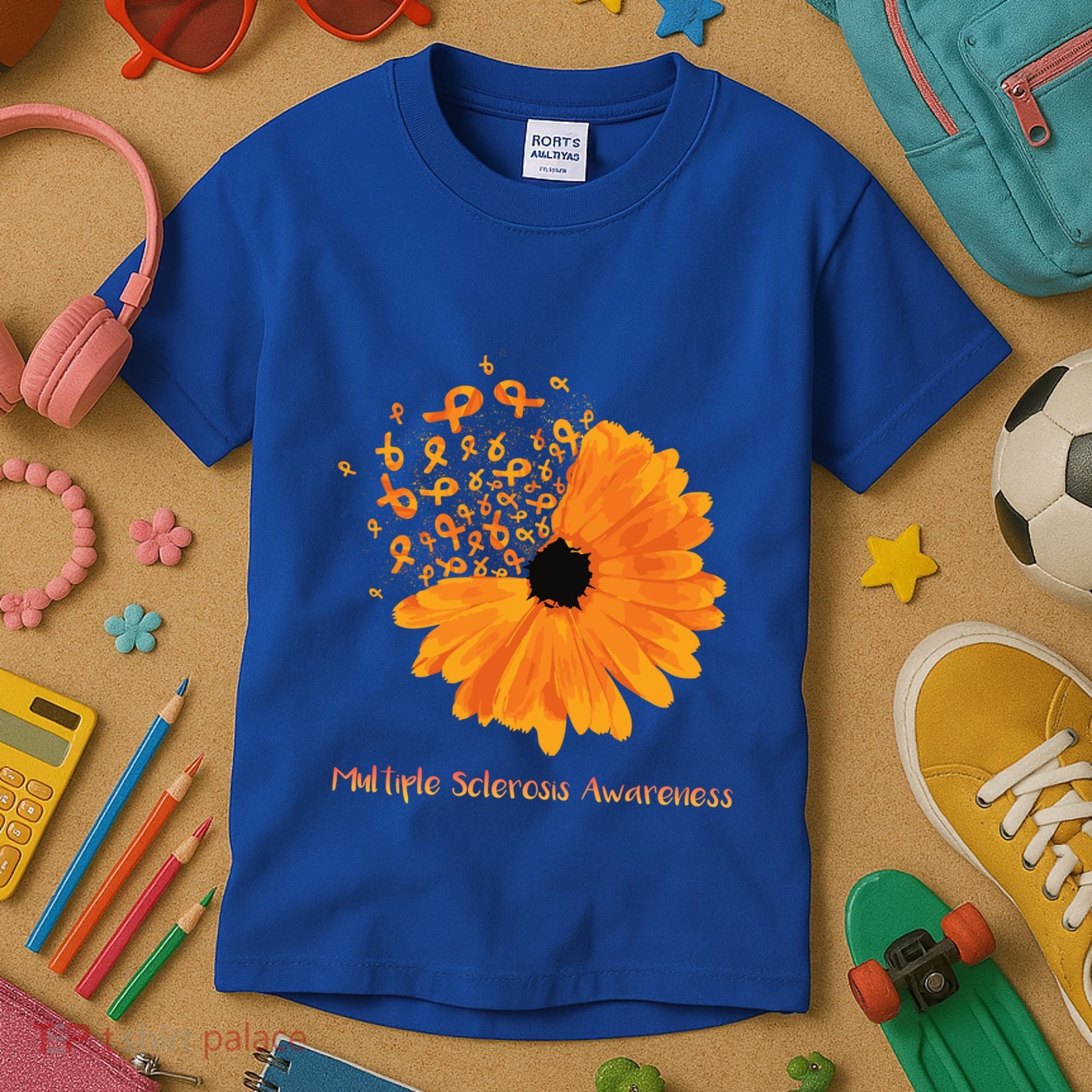 Multiple Sclerosis Awareness Ribbon Flower Ms Hope Fighter Cool Gift Kids T-Shirt