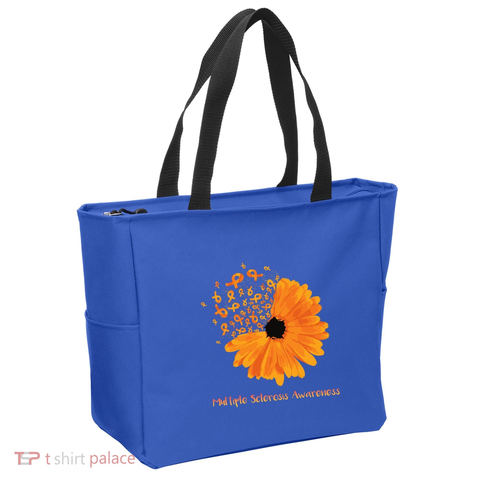 Multiple Sclerosis Awareness Ribbon Flower Ms Hope Fighter Cool Gift Tote Bag