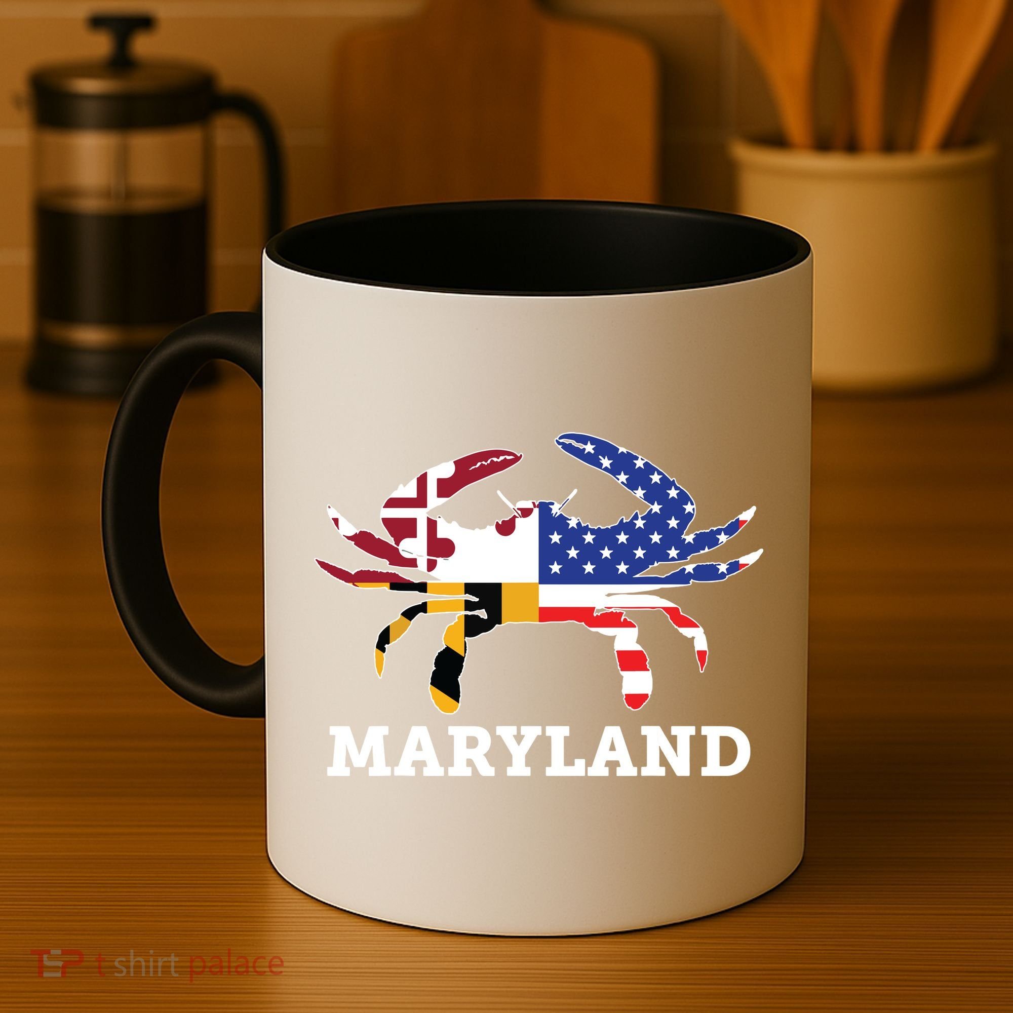 Maryland State American Usa Flag Blue Crab Coffee Mug
