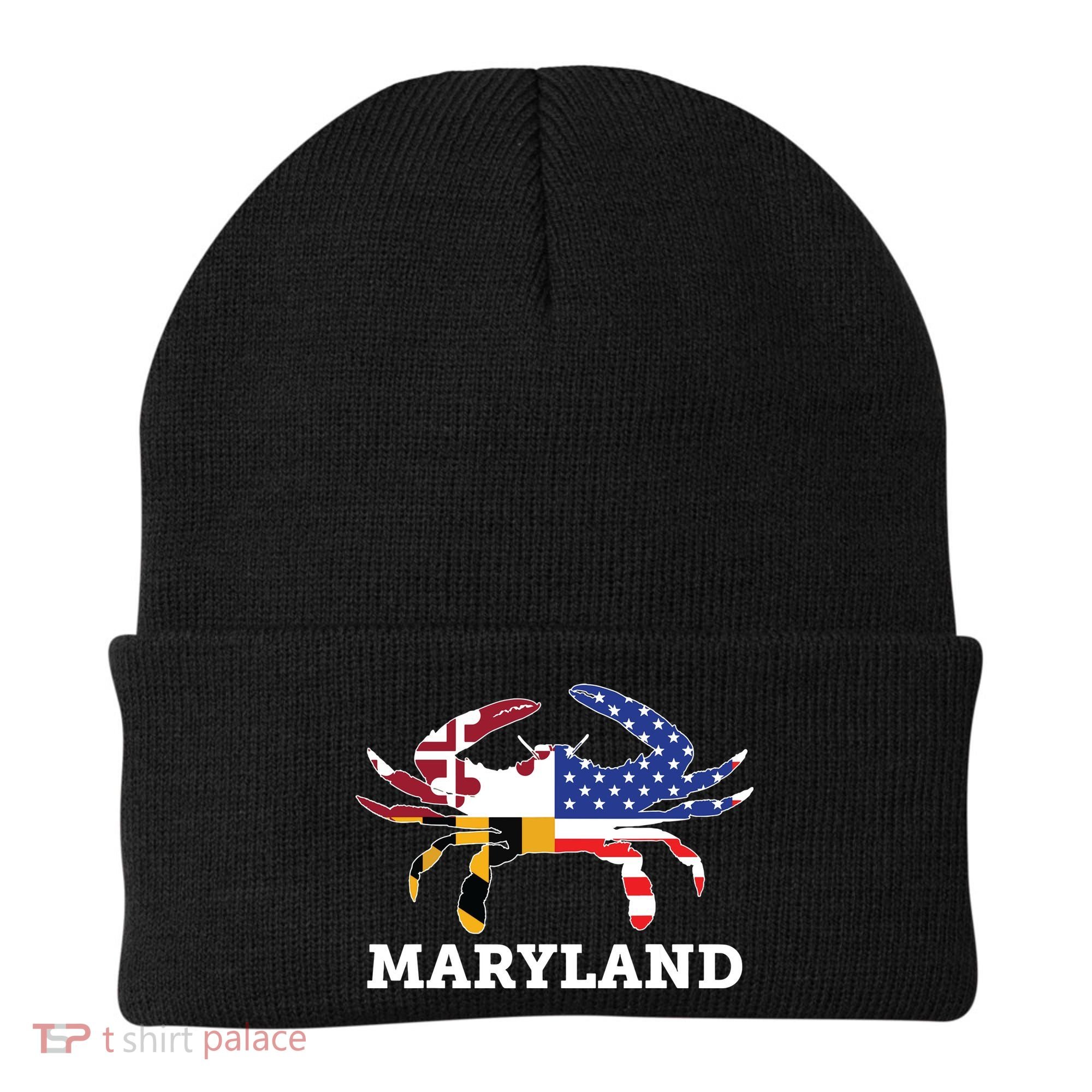 Maryland State American Usa Flag Blue Crab Beanie