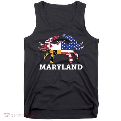 Maryland State American Usa Flag Blue Crab Tank Top