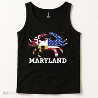 Maryland State American Usa Flag Blue Crab Tank Top thumb 2