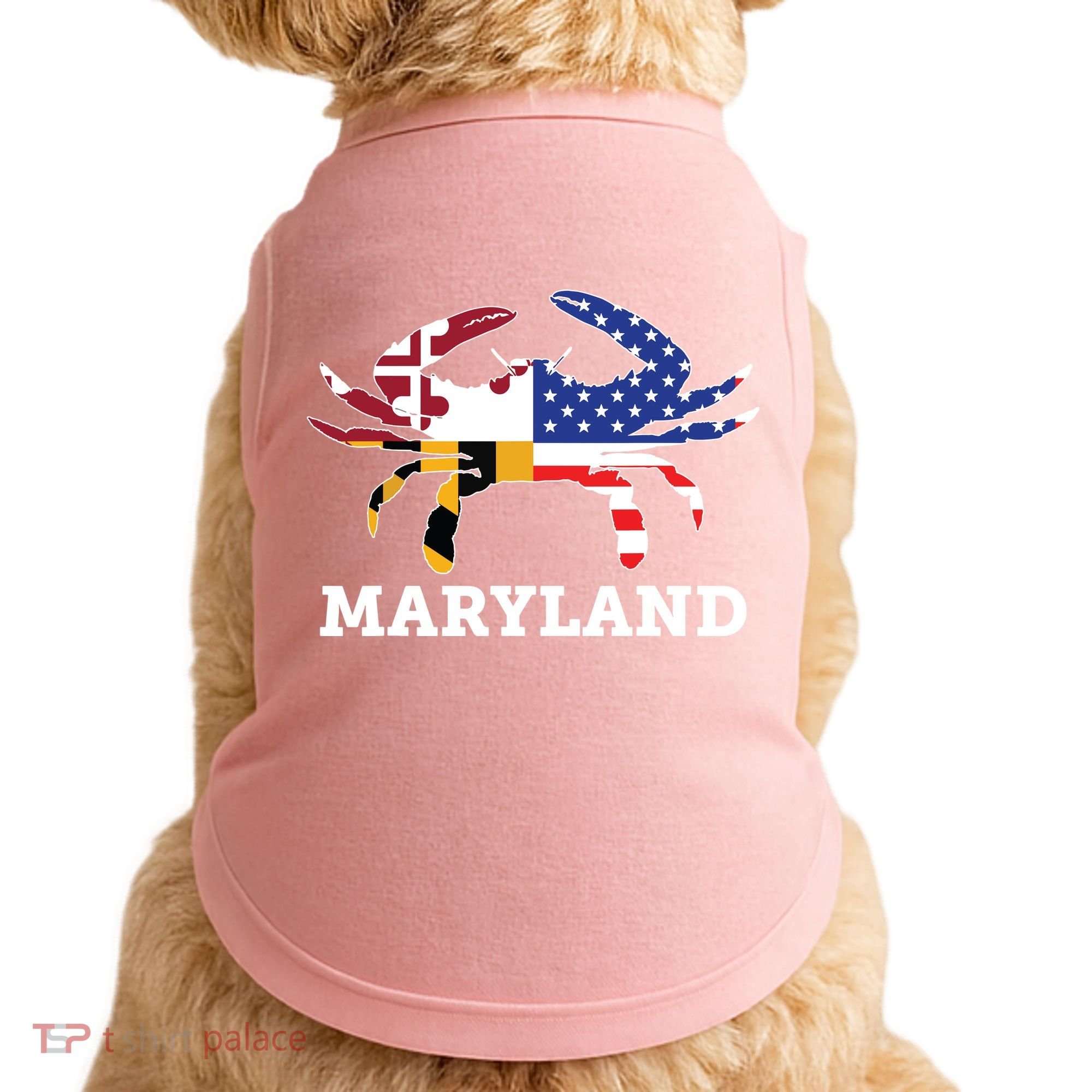 Maryland State American Usa Flag Blue Crab Doggie Tank
