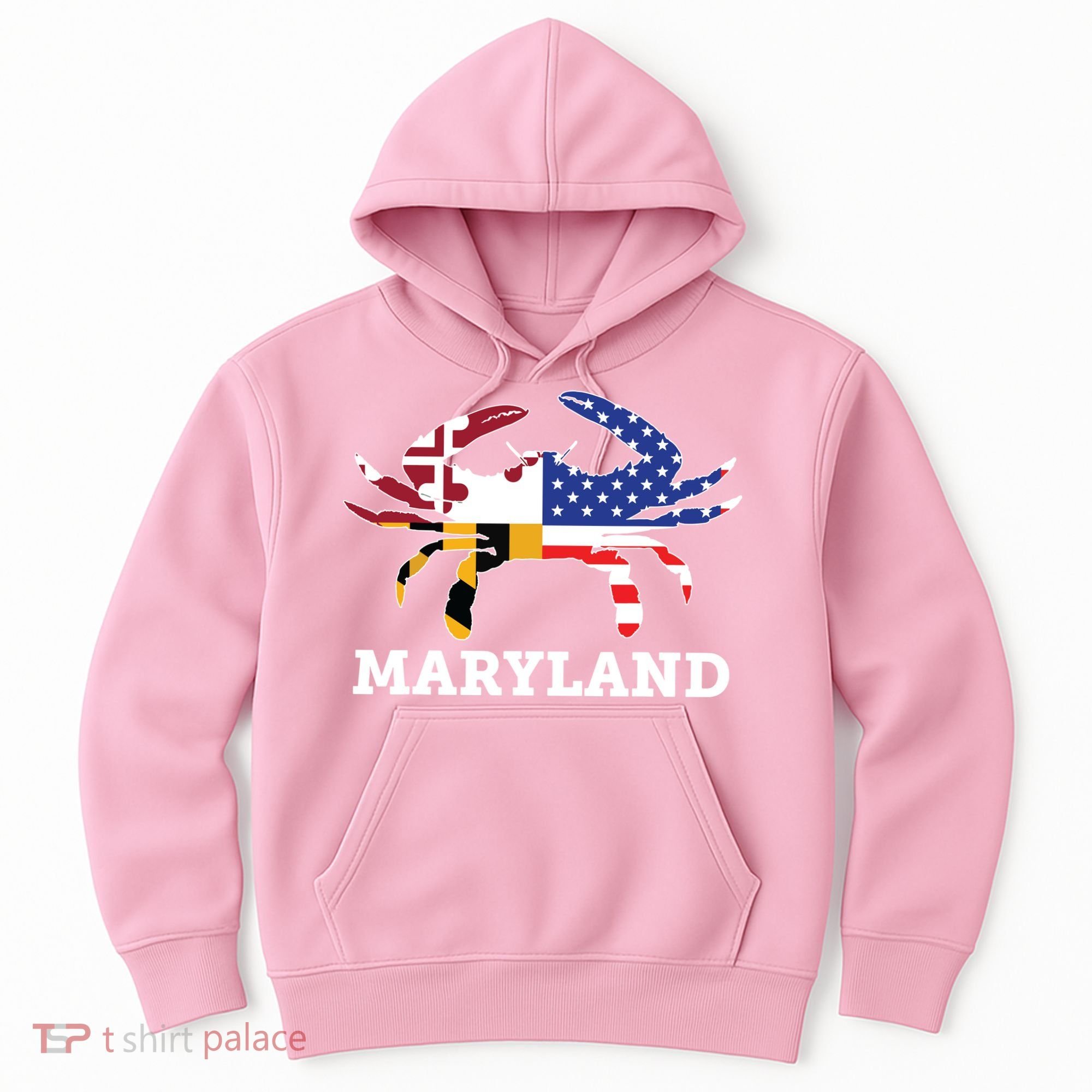 Maryland State American Usa Flag Blue Crab Hoodie
