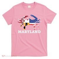 Maryland State American Usa Flag Blue Crab T-Shirt thumb 0