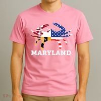 Maryland State American Usa Flag Blue Crab T-Shirt thumb 3