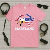 Maryland State American Usa Flag Blue Crab T-Shirt thumb 5