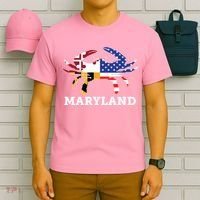 Maryland State American Usa Flag Blue Crab T-Shirt thumb 6