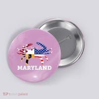 Maryland State American Usa Flag Blue Crab Button thumb 0