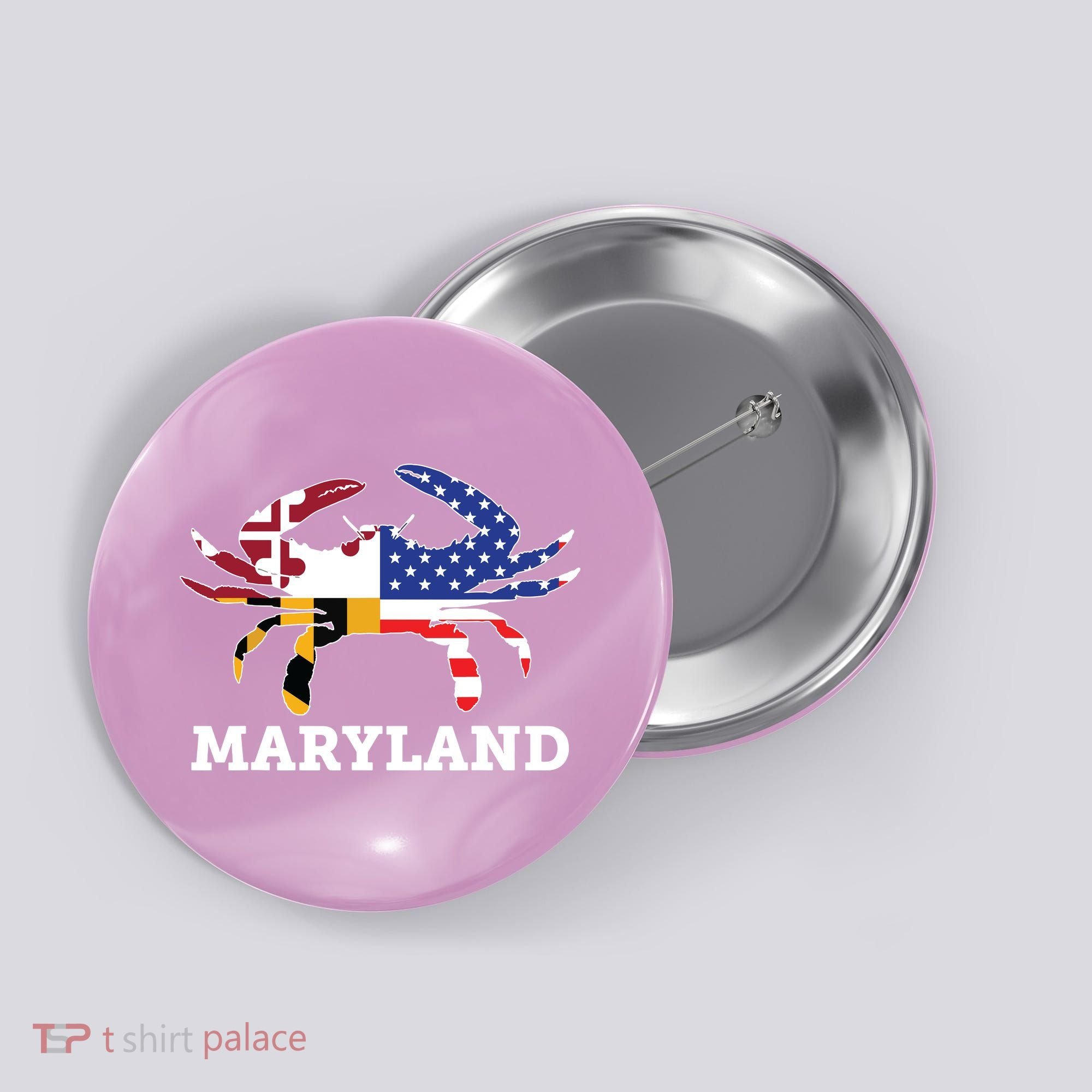 Maryland State American Usa Flag Blue Crab Button