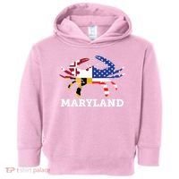 Maryland State American Usa Flag Blue Crab Toddler Hoodie thumb 0