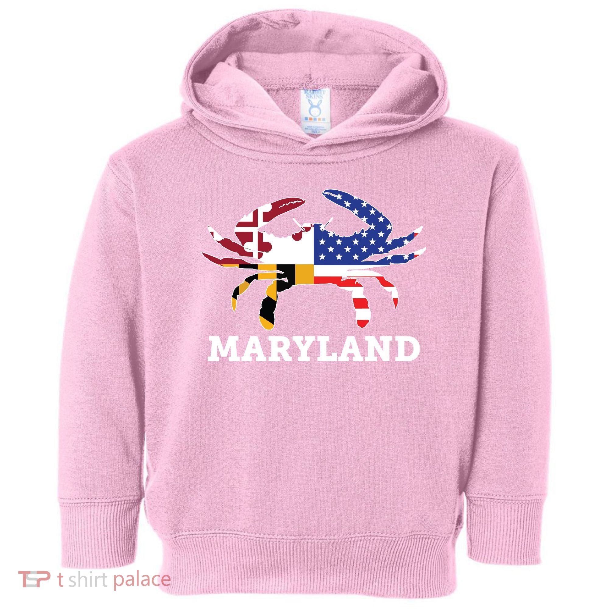 Maryland State American Usa Flag Blue Crab Toddler Hoodie