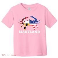 Maryland State American Usa Flag Blue Crab Toddler T-Shirt thumb 0