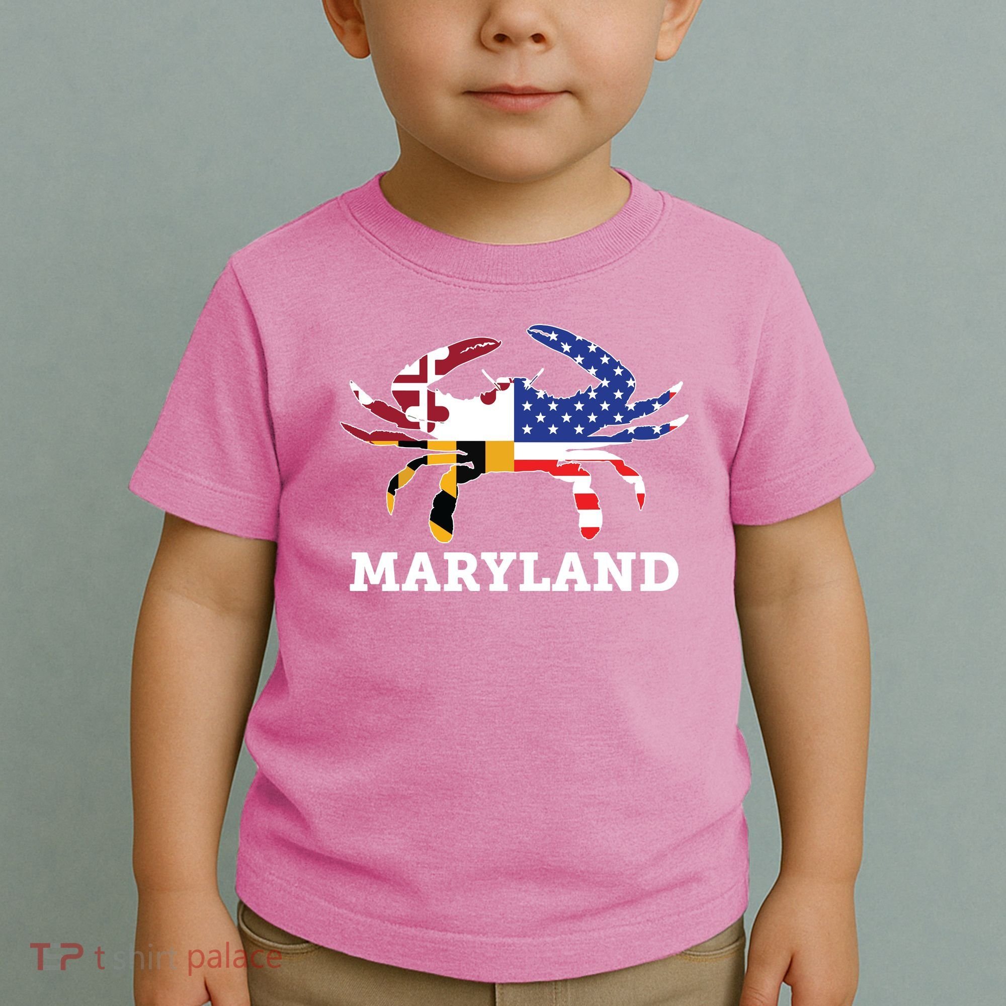 Maryland State American Usa Flag Blue Crab Toddler T-Shirt