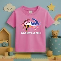 Maryland State American Usa Flag Blue Crab Toddler T-Shirt thumb 3
