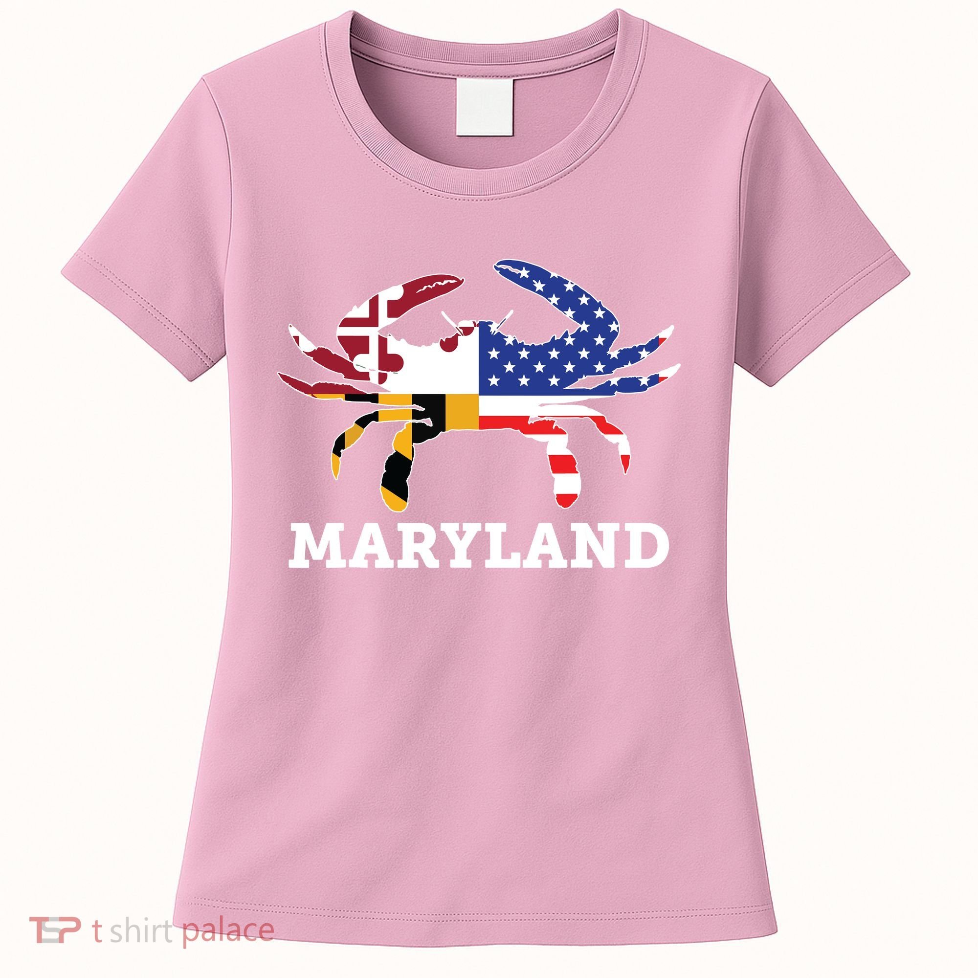 Maryland State American Usa Flag Blue Crab Women's T-Shirt