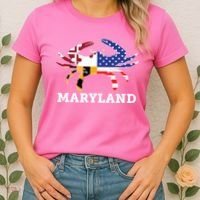 Maryland State American Usa Flag Blue Crab Women's T-Shirt thumb 2