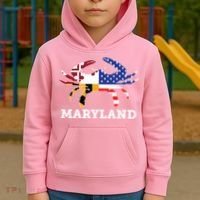 Maryland State American Usa Flag Blue Crab Kids Hoodie thumb 2
