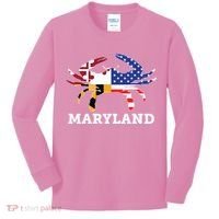Maryland State American Usa Flag Blue Crab Kids Long Sleeve Shirt thumb 0