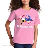 Maryland State American Usa Flag Blue Crab Kids T-Shirt thumb 2