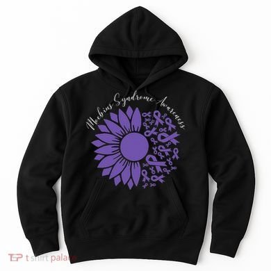 Moebius Syndrome Awareness Sunflower Purple Ribbon Support Hoodie