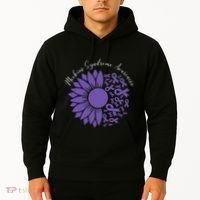 Moebius Syndrome Awareness Sunflower Purple Ribbon Support Hoodie thumb 2
