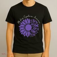Moebius Syndrome Awareness Sunflower Purple Ribbon Support T-Shirt thumb 3