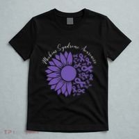 Moebius Syndrome Awareness Sunflower Purple Ribbon Support T-Shirt thumb 5