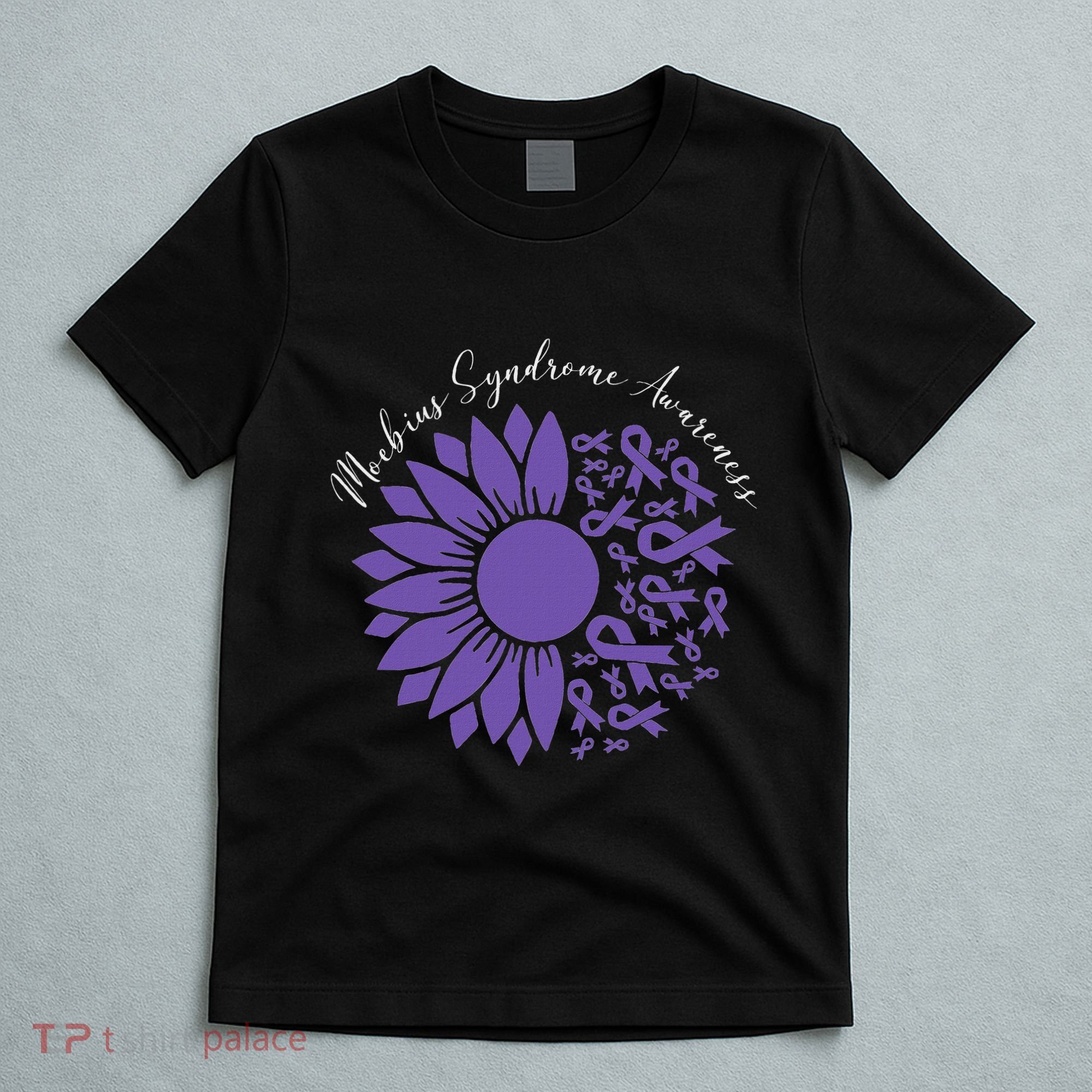 Moebius Syndrome Awareness Sunflower Purple Ribbon Support T-Shirt
