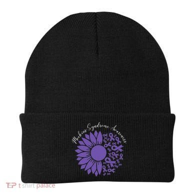 Moebius Syndrome Awareness Sunflower Purple Ribbon Support Beanie