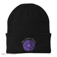 Moebius Syndrome Awareness Sunflower Purple Ribbon Support Beanie thumb 0