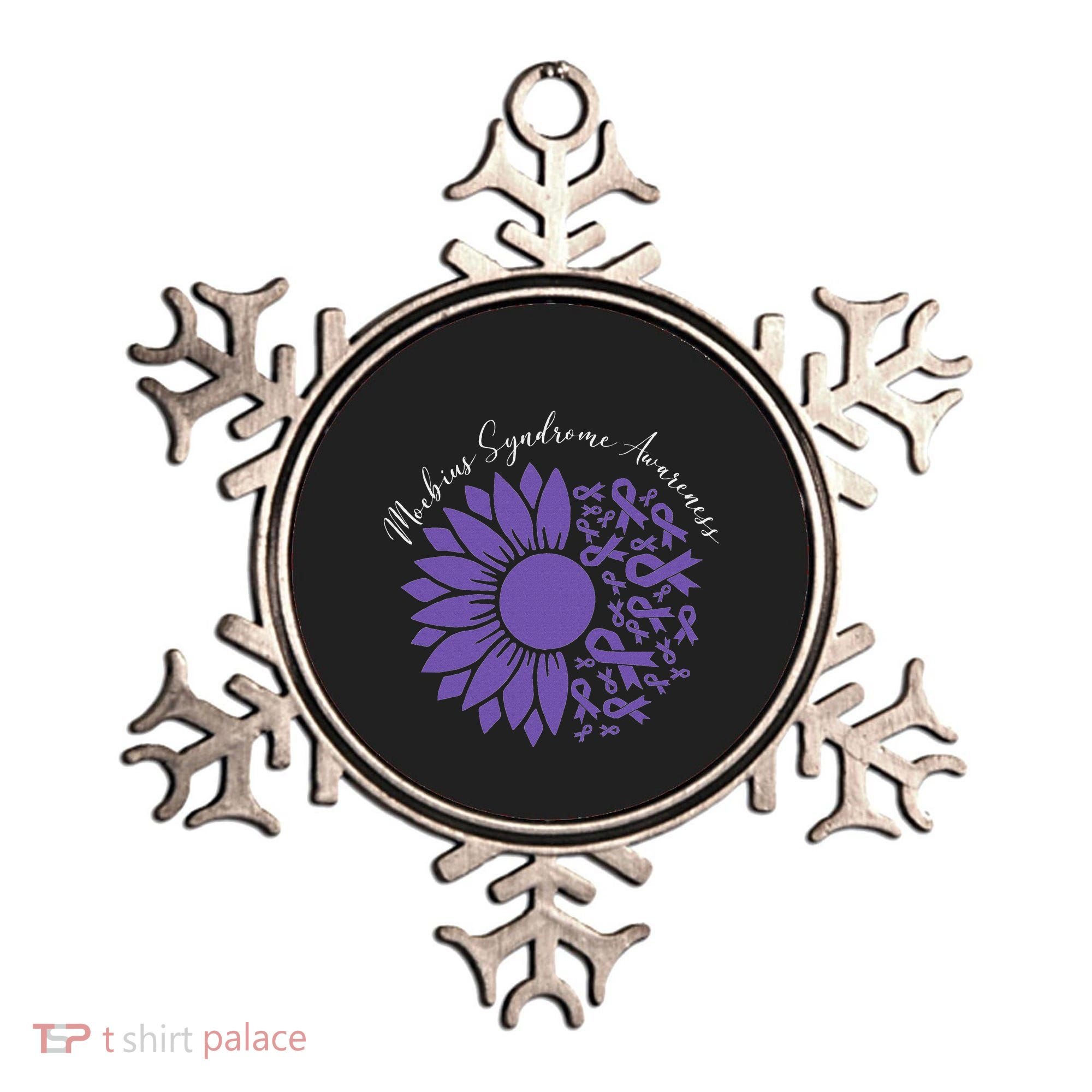Moebius Syndrome Awareness Sunflower Purple Ribbon Support Ornament