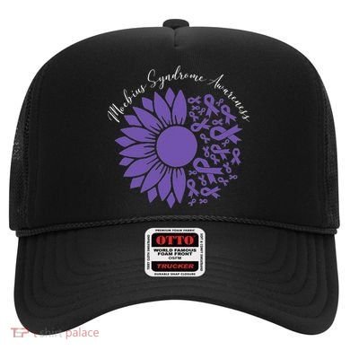 Moebius Syndrome Awareness Sunflower Purple Ribbon Support Hat