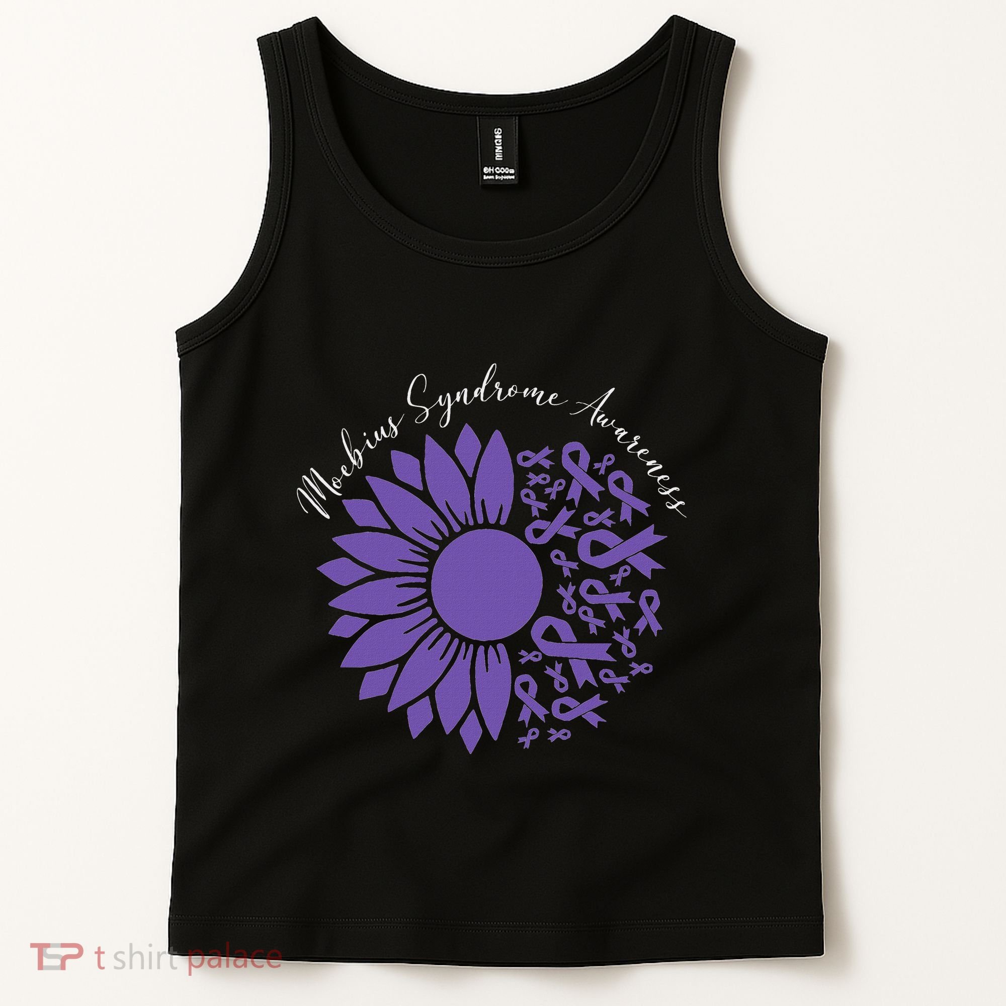 Moebius Syndrome Awareness Sunflower Purple Ribbon Support Tank Top